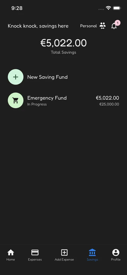 Otterbond mobile screenshot: Savings funds